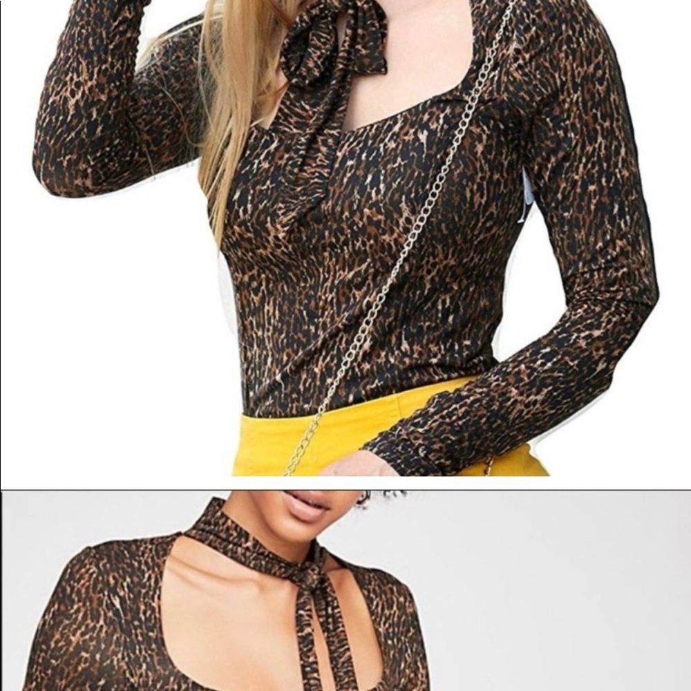 Free people wild thing leopard print tie top